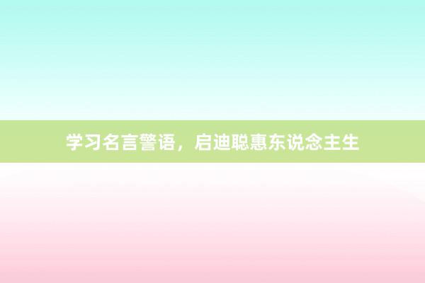 学习名言警语，启迪聪惠东说念主生